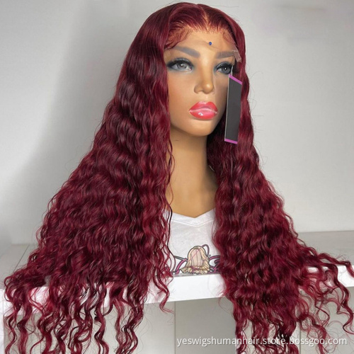 Cheap Yeswigs Lace Frontal Wig Raw Brazilian Virgin Human Hair 99J Red Colored Hd Full Lace Front Wig Human Hair For Black Women